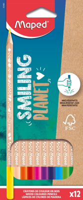 Lapiz Maped Color 12 Smiling Planet