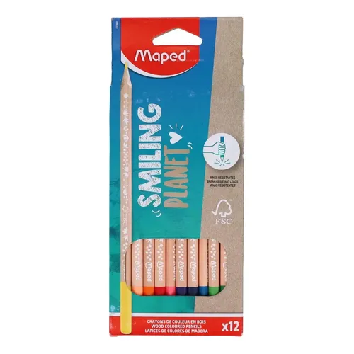 Lapiz Maped Color 12 Smiling Planet