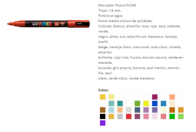 Marc.posca Pc-3M Pta.med. + Colores