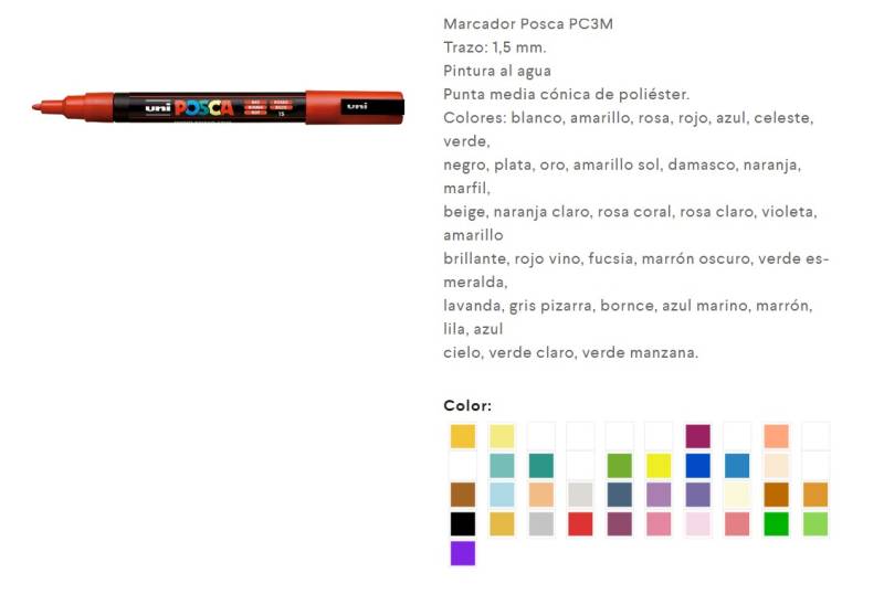 Marc.posca Pc-3M Pta.med. + Colores