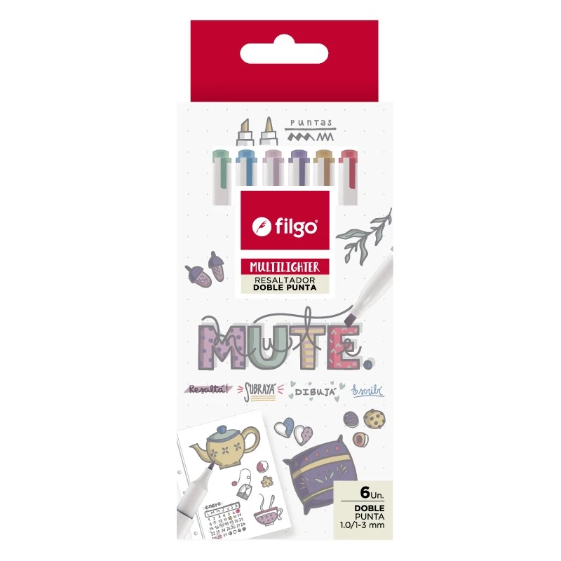 Resaltador Filgo Doble Punta*6 Mute