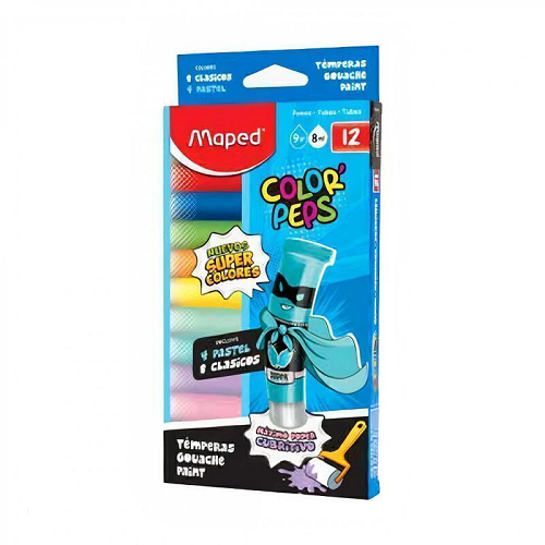 Tempera Maped 8 Clasic + 4 Pastel