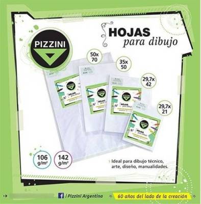 Hoja Dibujo Pizzini 50*70 150Gr