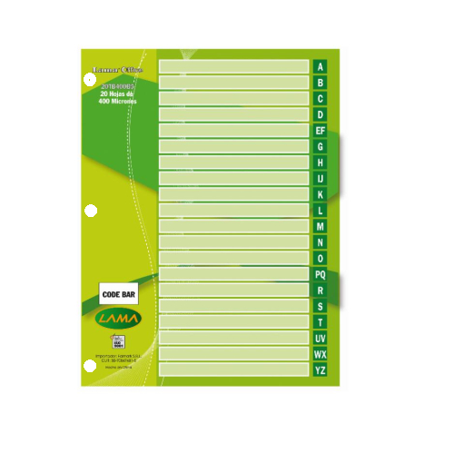 Separador Lama Escolar Del A-Z