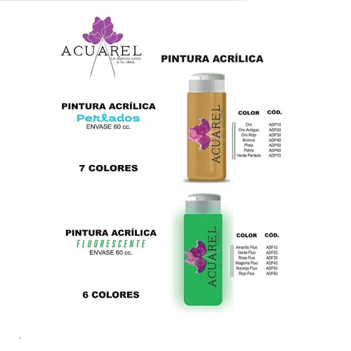 Acrilico Acuarel 60Cc Fluo/Perlado