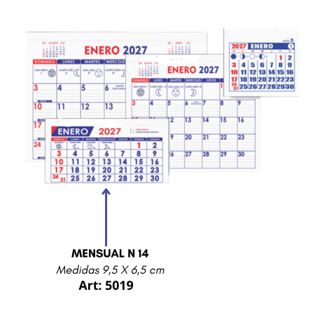 Calendario Mensual N14 9.5*6.5 5019