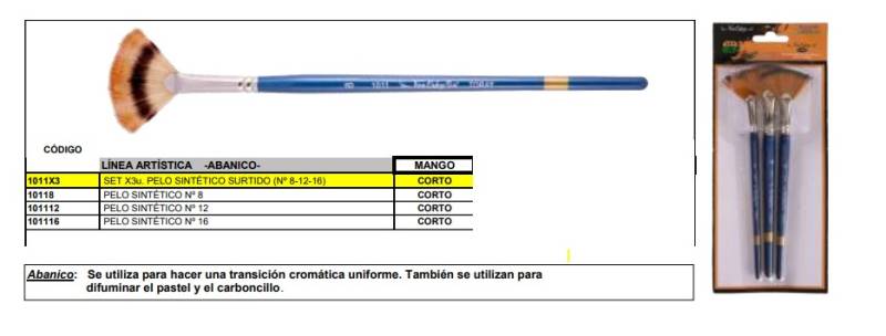 Pincel Lama Abanico *3